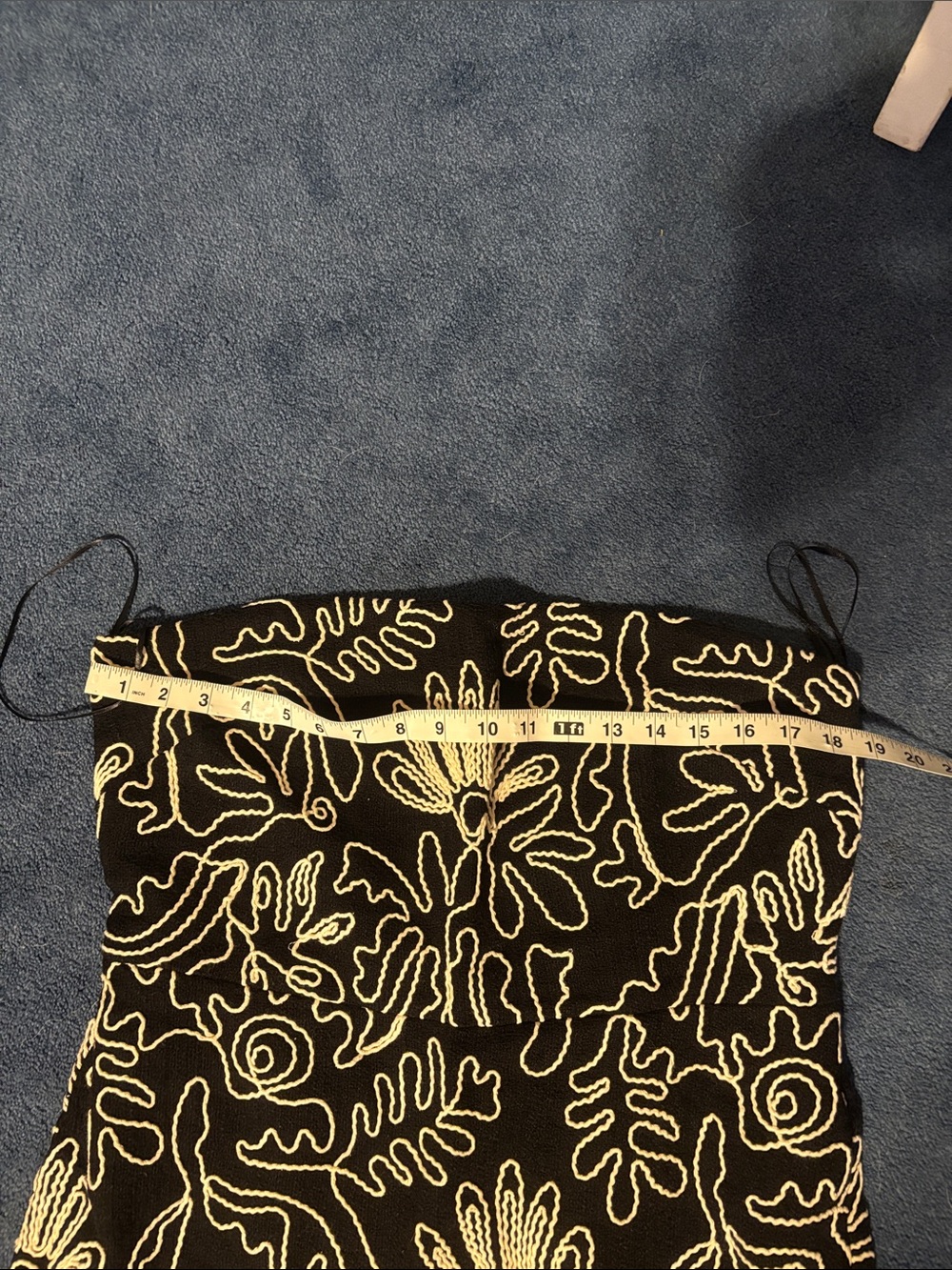 LOFT Black Strapless Midi Dress with White Floral Outline - Picture 11 of 11